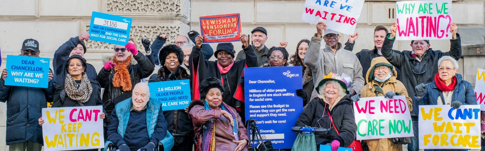 Age UK campaigners with placards