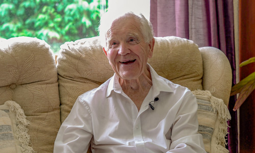 Phil Kingston on his sofa