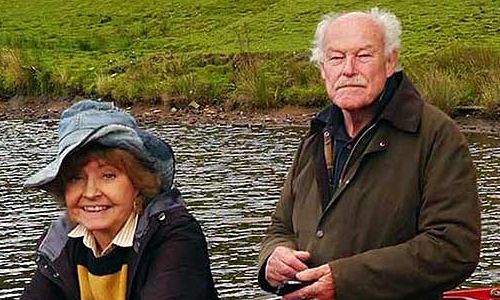 Actors Timothy West and Prunella Scales on a canal