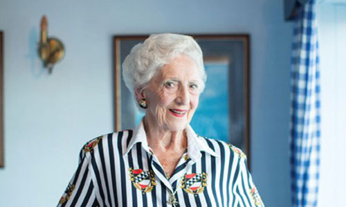 Woman wearing striped blouse